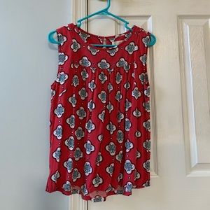 Ann Taylor Floral Red Sleeveless Top